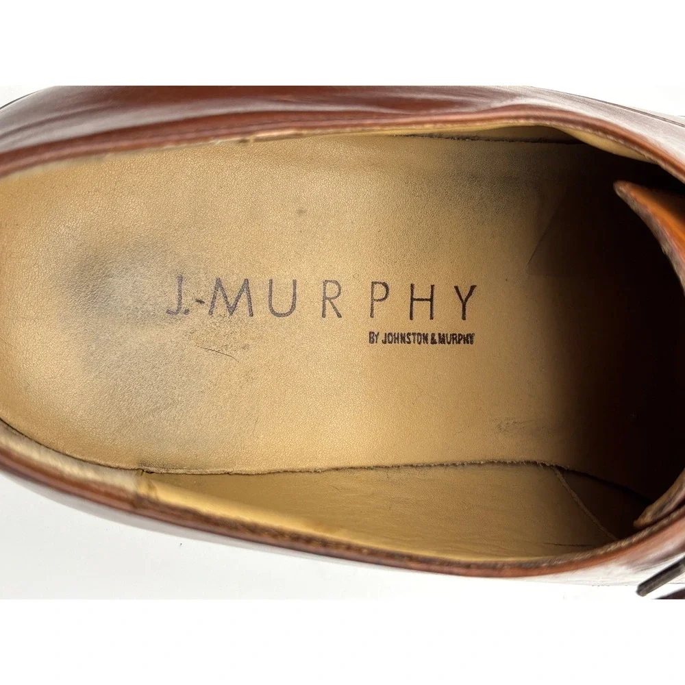 J. Murphy by Johnston & Murphy Men's 12 Brown Leather Cap Toe Derby Dress Shoes